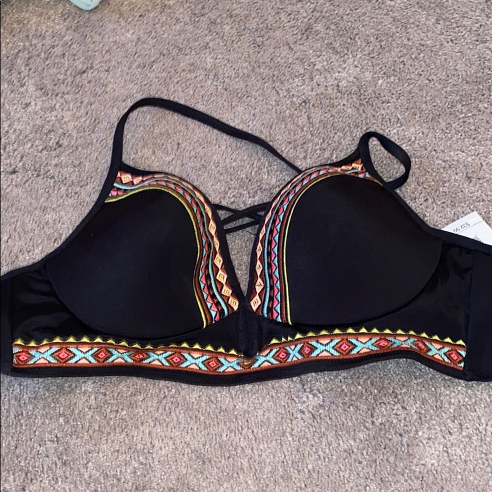 Black with a pattern bathing suit top
